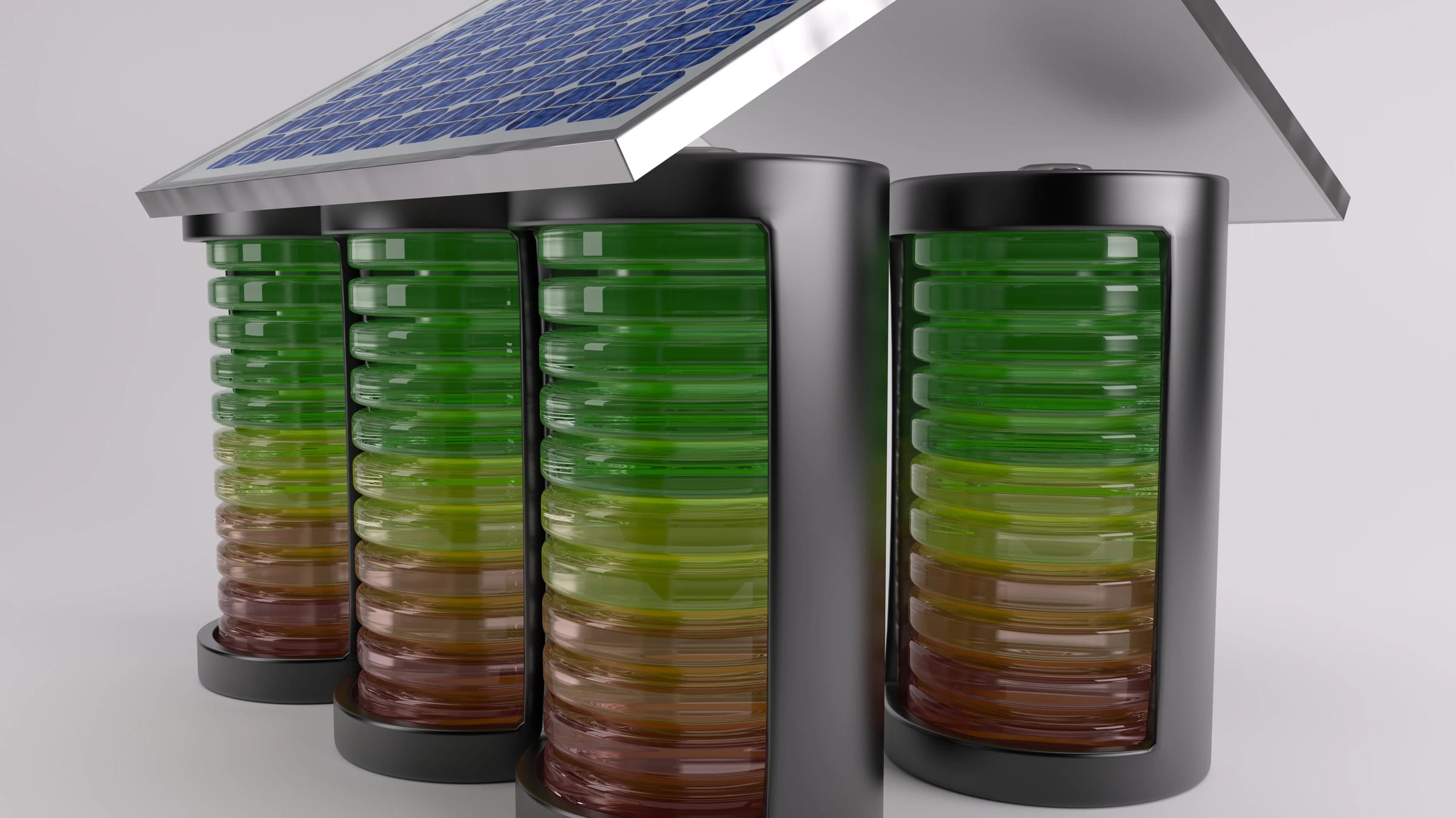 Conceptual energy-storage installation connected with renewable electricity infrastructure.
