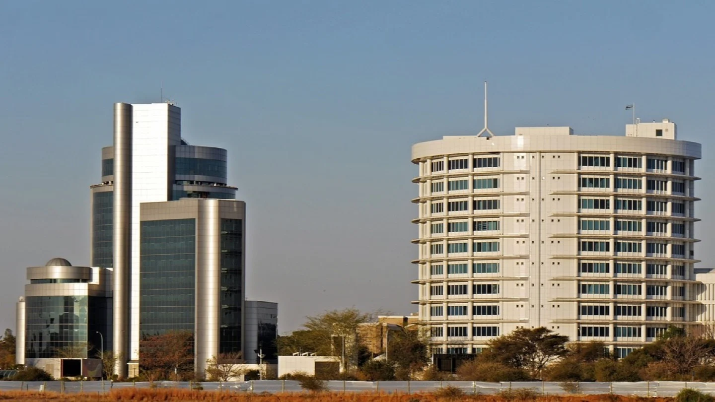 Modern office buildings in Gaborone, Botswana.