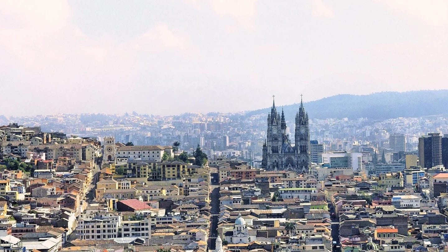 Quito’s historic center and surrounding city beneath the Andean hills.