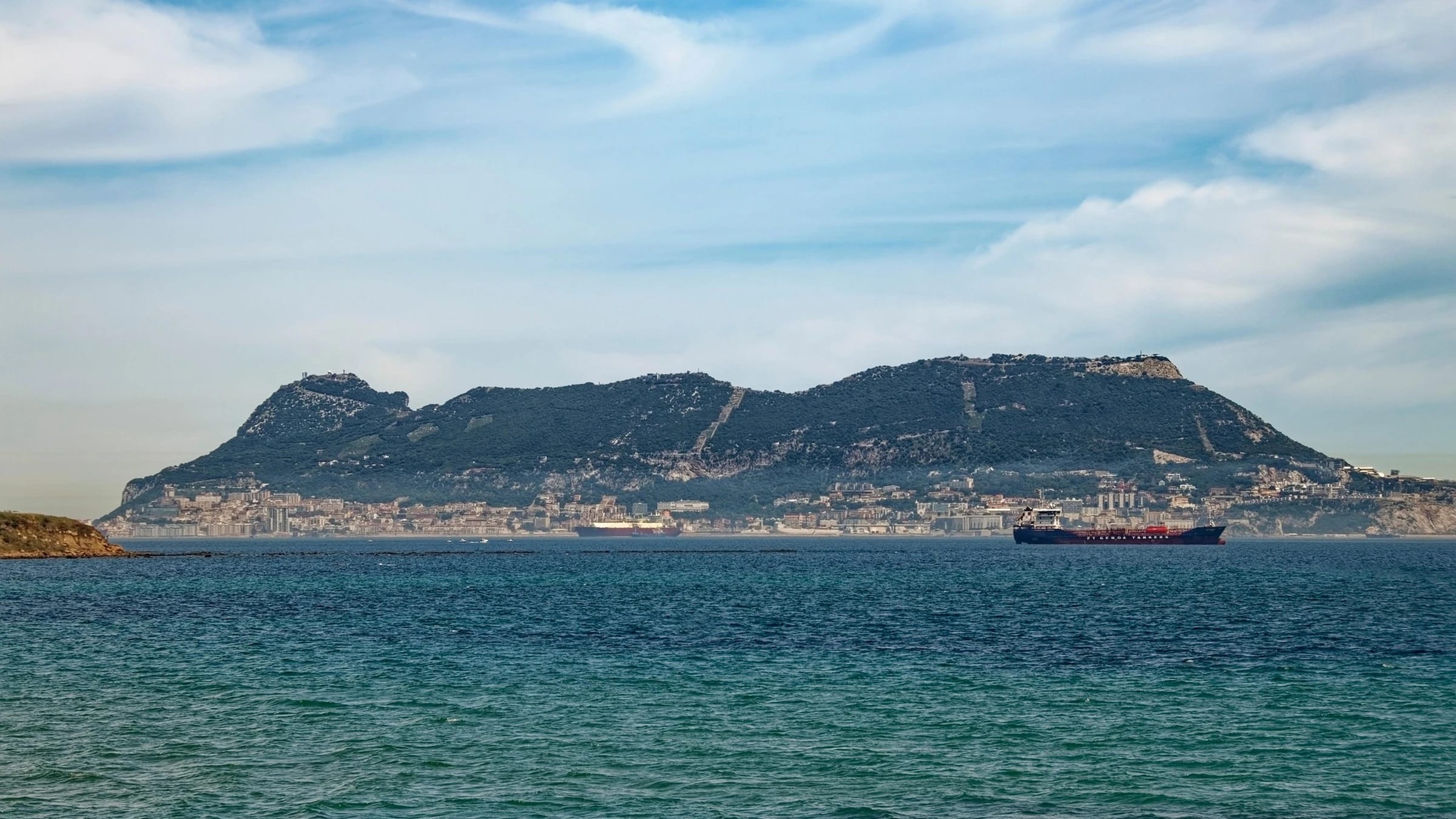 Bay of Gibraltar with the Rock of Gibraltar across the water.