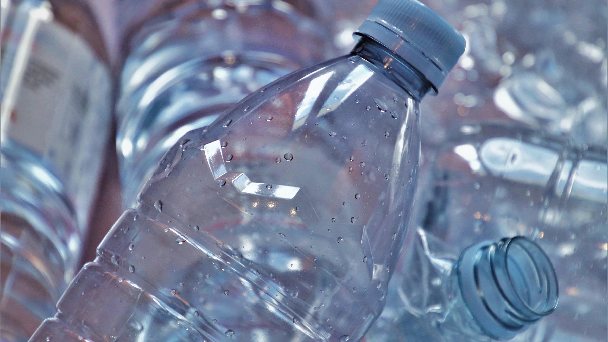 Close-up of plastic bottles.
