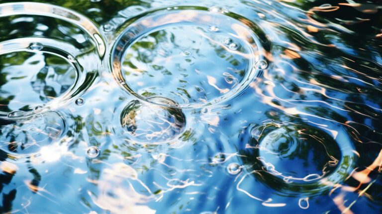 Circular ripples on water surface representing urban water reuse, recycling, and closed-loop water systems.