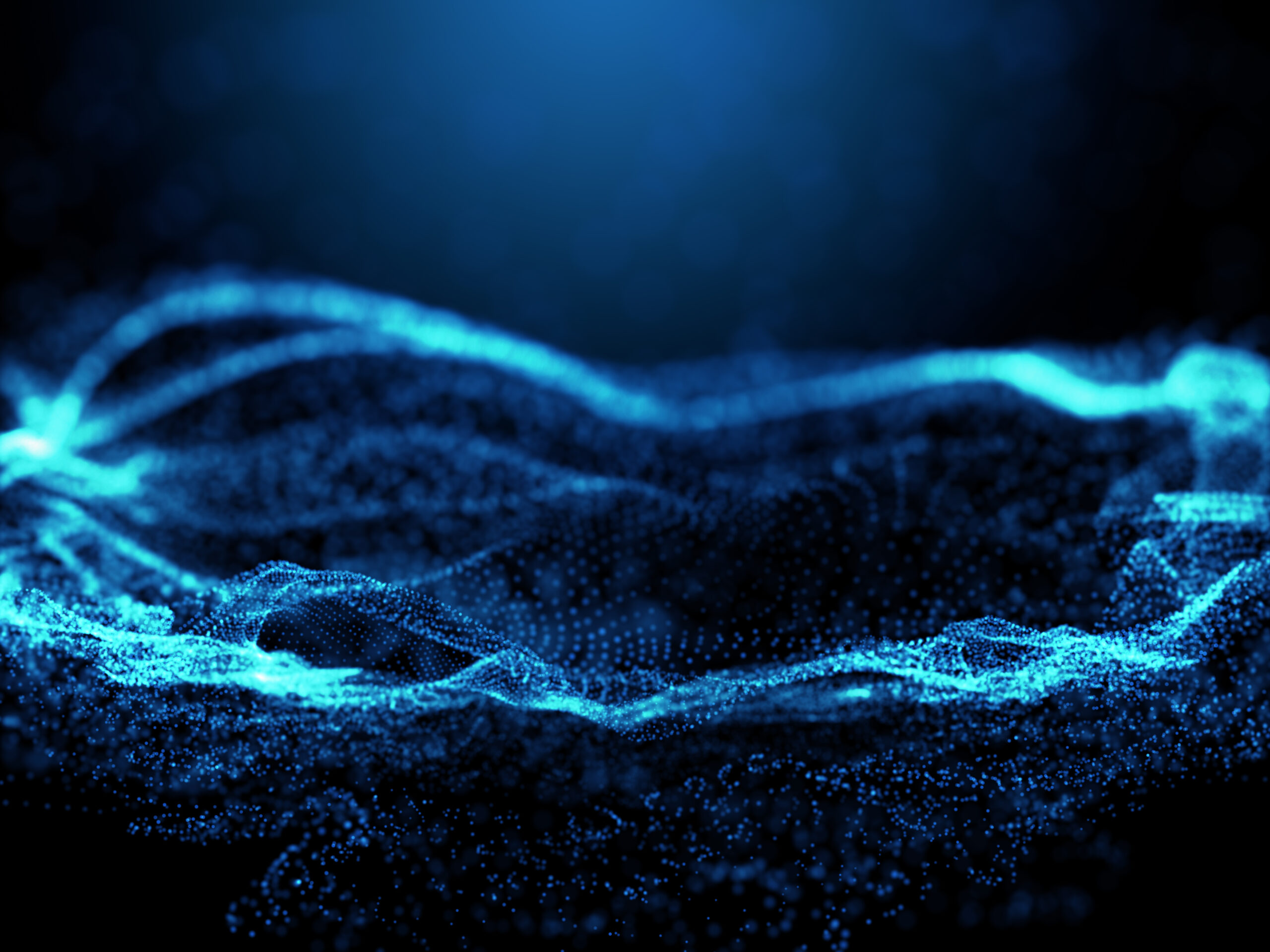 Abstract visualization of digital water quality monitoring data representing sensor networks and real-time river analysis