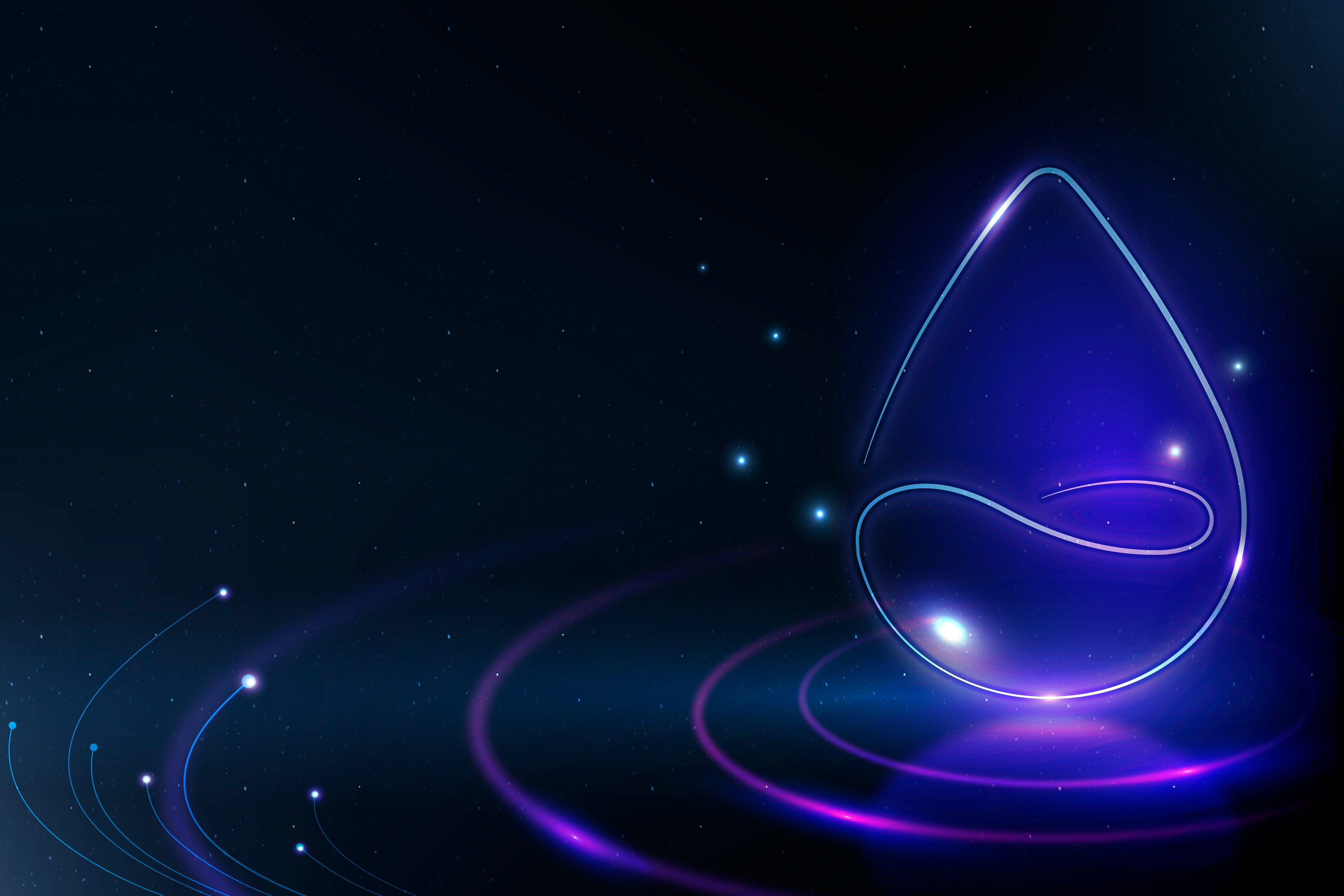 Digital water droplet illustration representing AI-powered leak detection, satellite monitoring, and smart water utility network management.