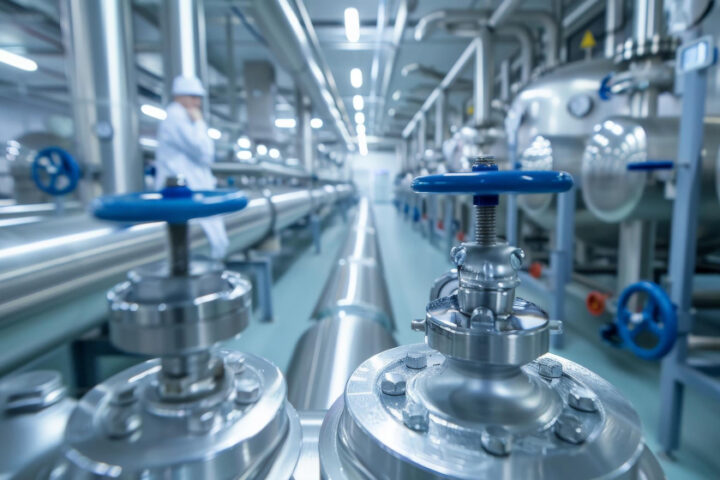 Industrial water treatment facility with pipelines and filtration equipment supporting wastewater reuse and circular water management in industrial processes.