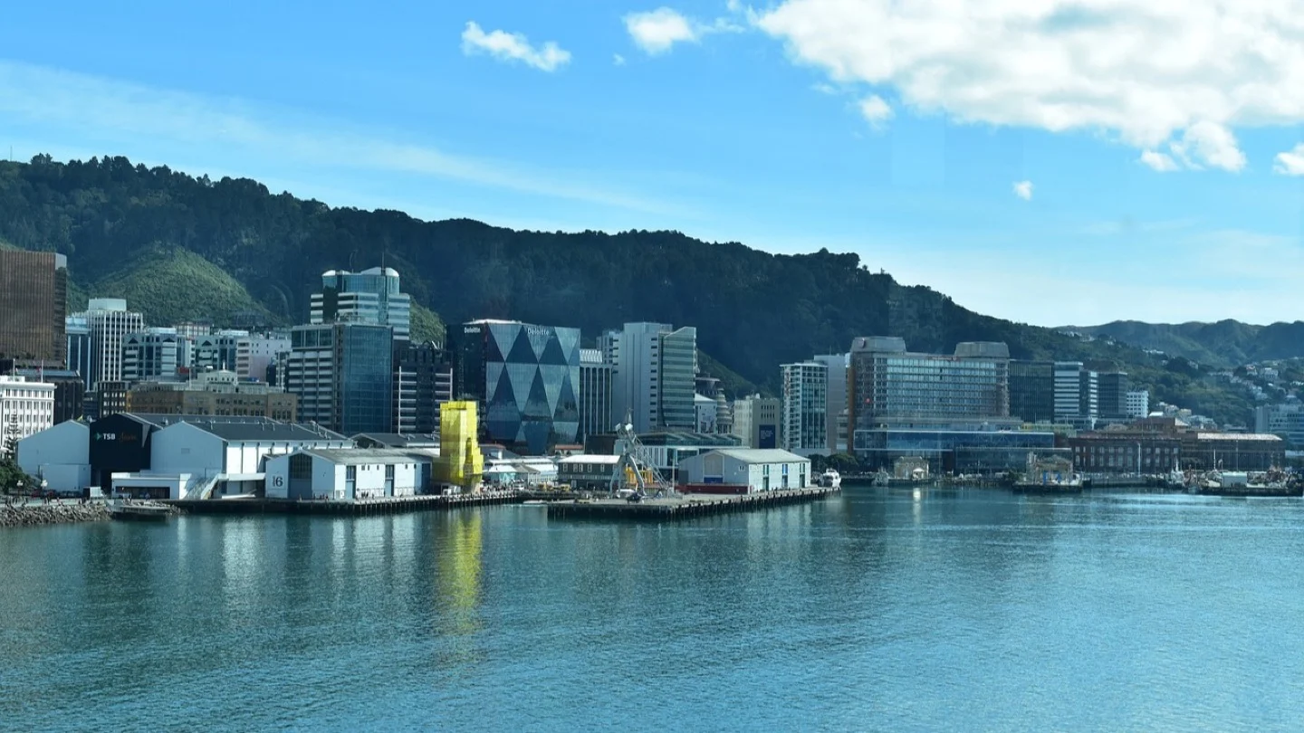 Wellington’s waterfront and central city stand beside the harbor.