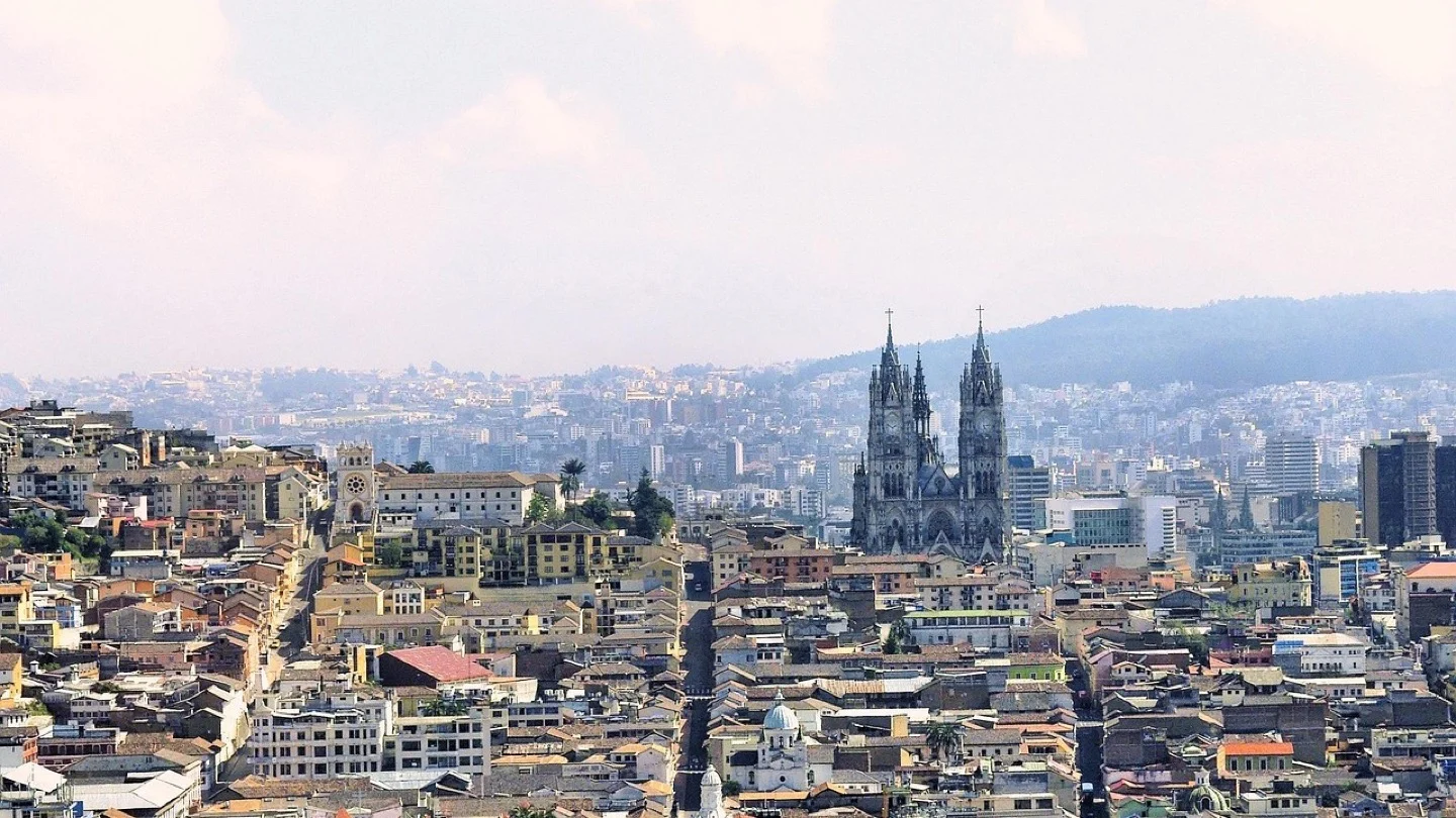 Quito’s historic center and surrounding city beneath the Andean hills.