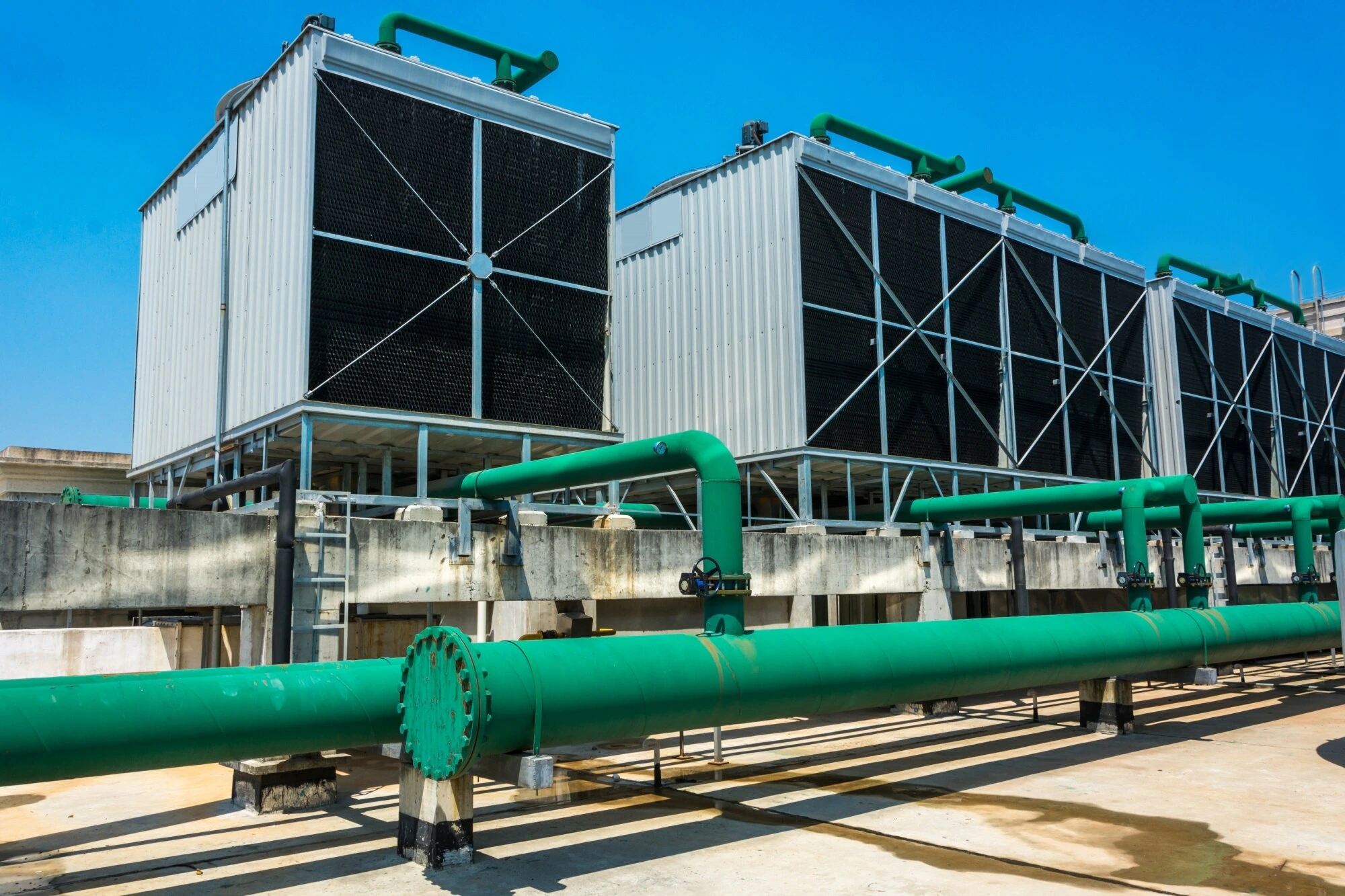 Rows of illuminated server racks inside a data centre.