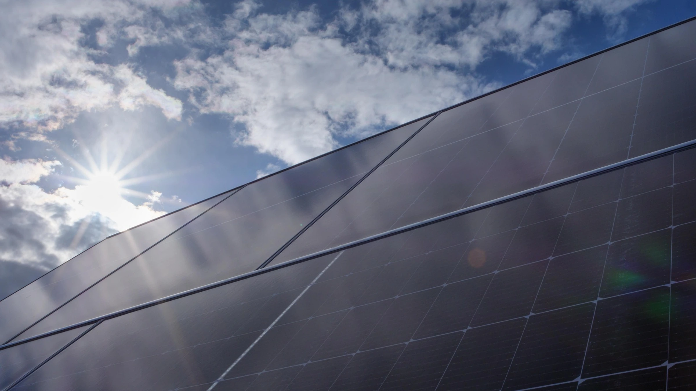 Solar panels under sunlight.