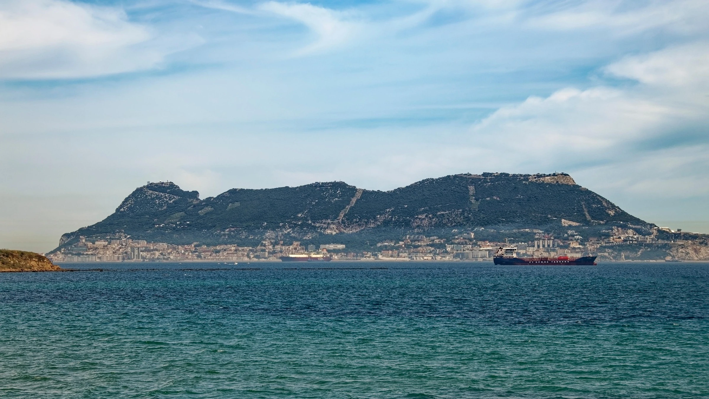 Bay of Gibraltar with the Rock of Gibraltar across the water.